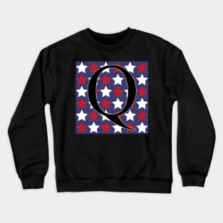 Old Glory Letter Q Black on Star Fill Crewneck Sweatshirt